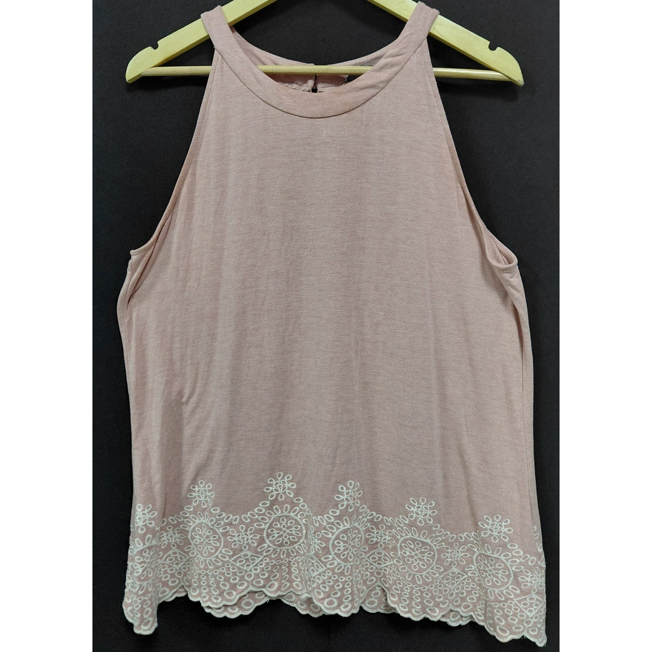 Adrianna Papell Lace Trim Tank Top Pink Sleeveless Women See Measurements